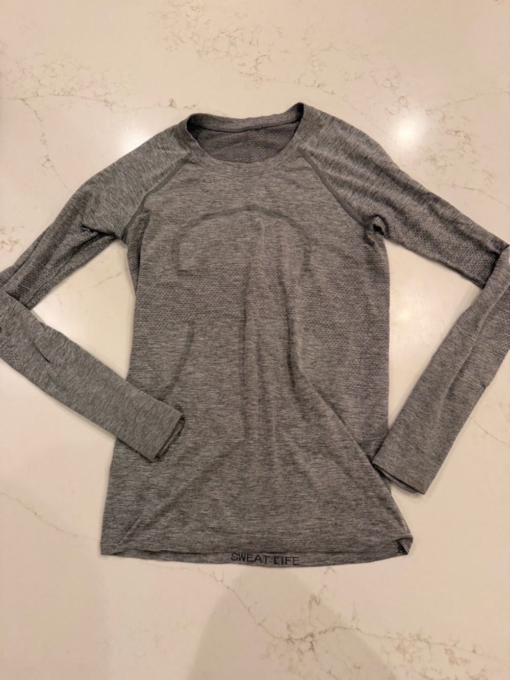 lululemon Swiftly Tech Long Sleeve Heather Gray Seamless Running Top Women 8